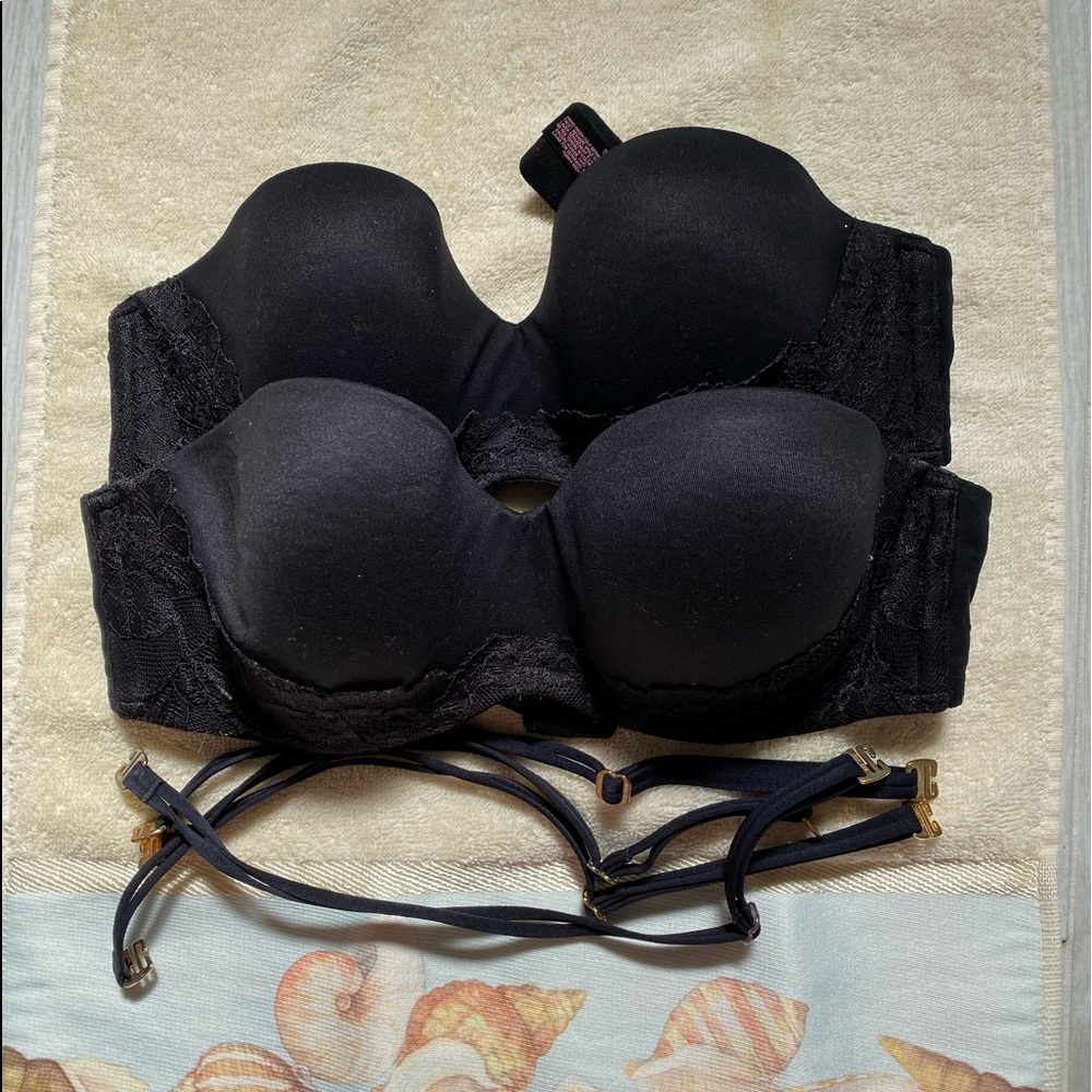 Victoria secret 2 strapless bra with lace .